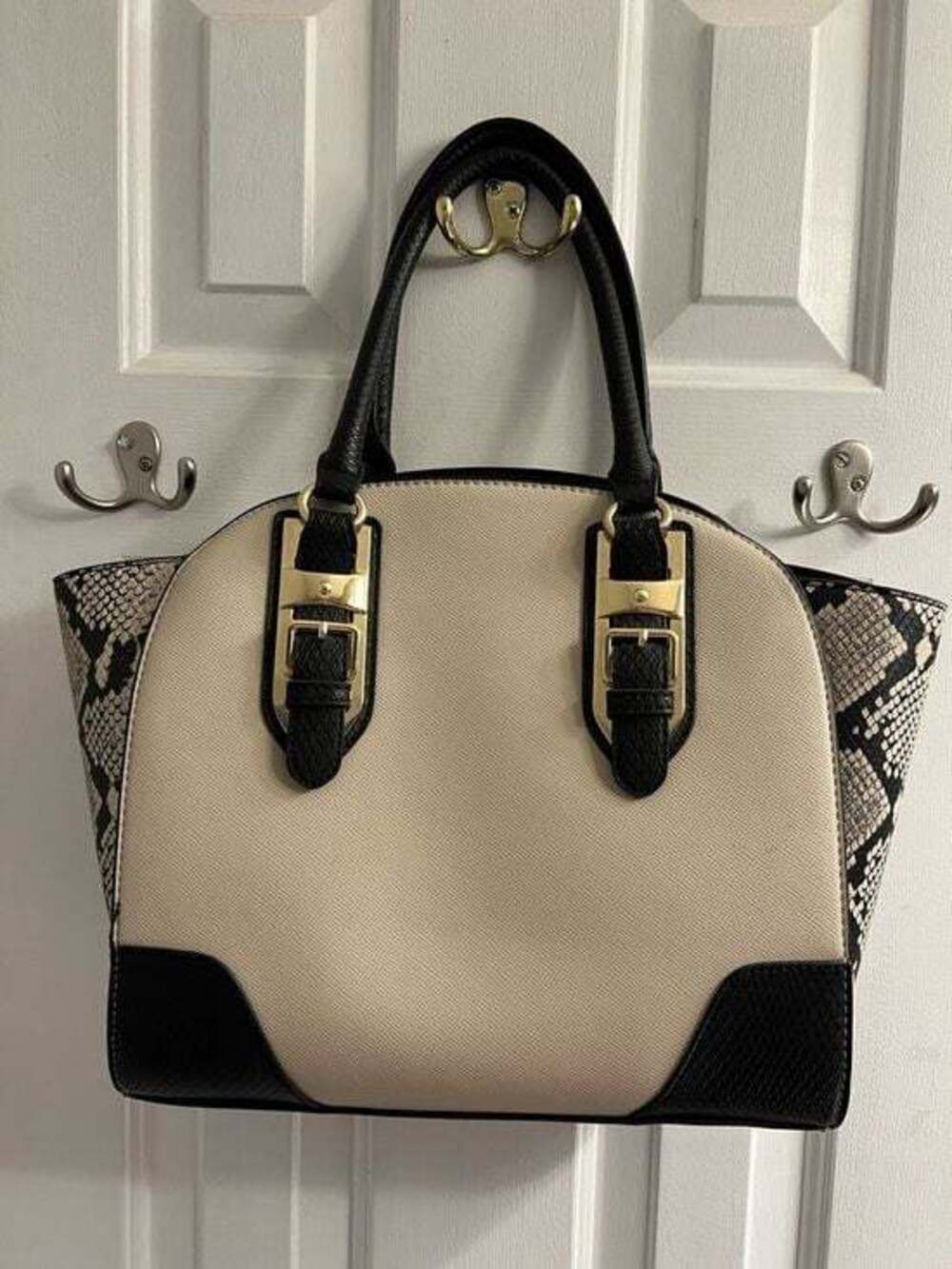 Apt. 9 Structured Two-Tone Dome Satchel Handbag - Black & Cream